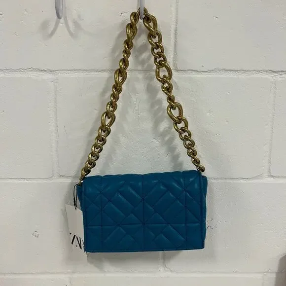 ZARA Quilted Chain Shoulder Bag Purse - Picture 2 of 12